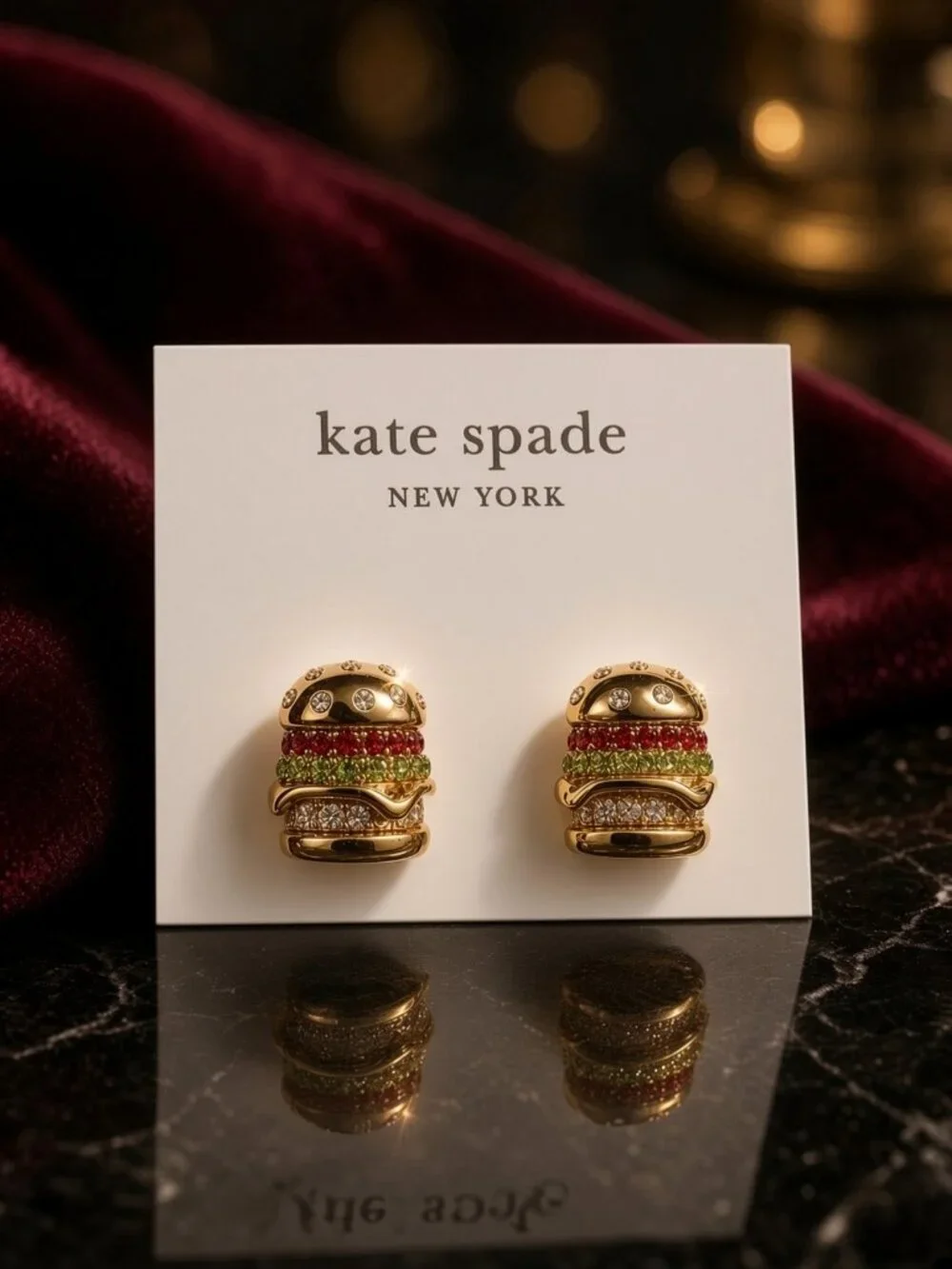 NWT Kate Spade New York Fast Food Burger stud earrings
